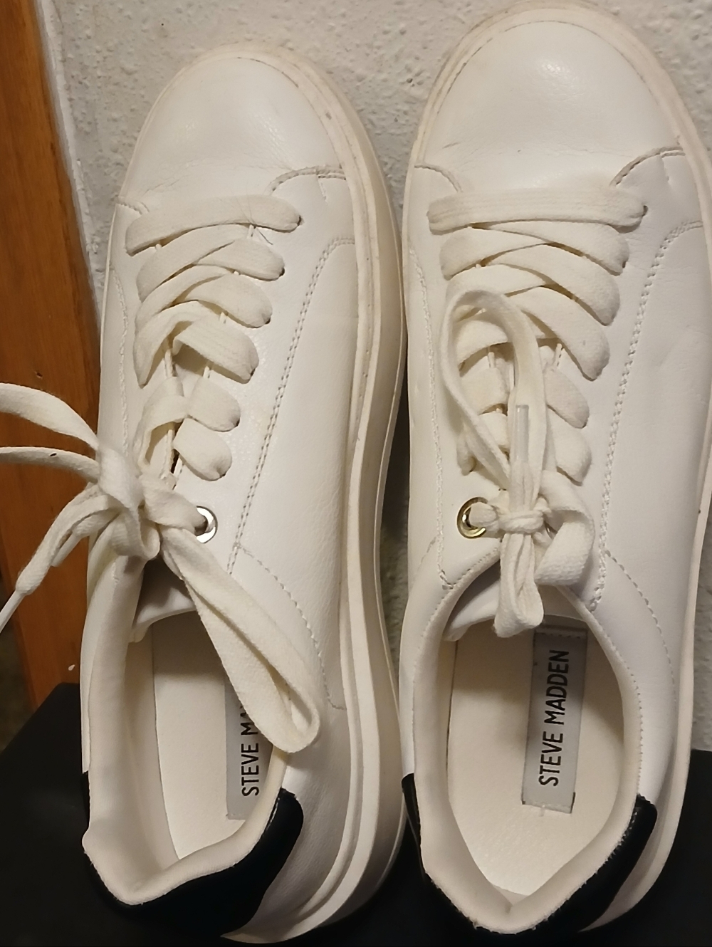 Steve Madden Charlie Platform Sneaker White Black 9.5